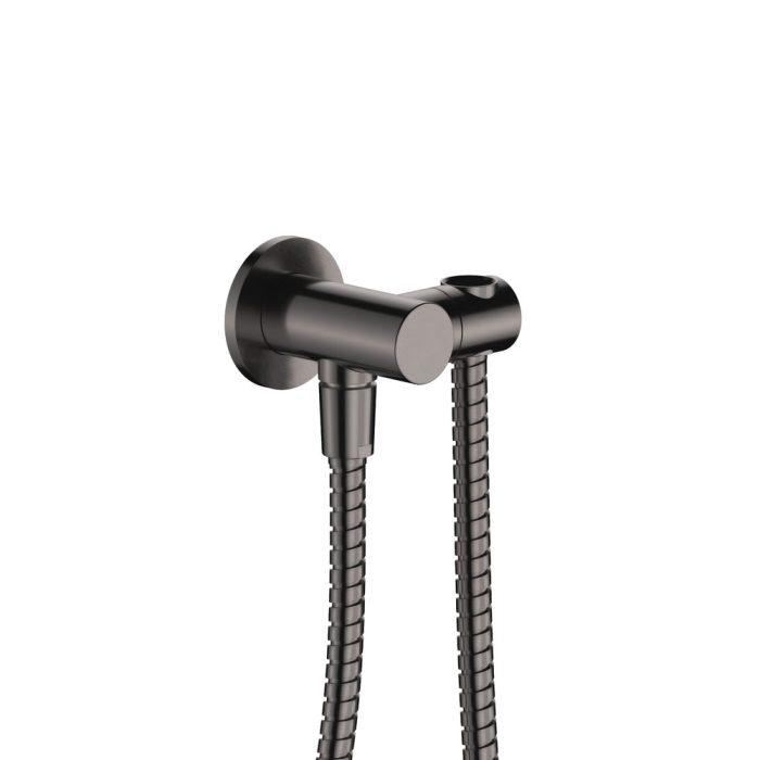 fienza Universal Hand Shower Bracket & Hose Round Plate Gun Metal