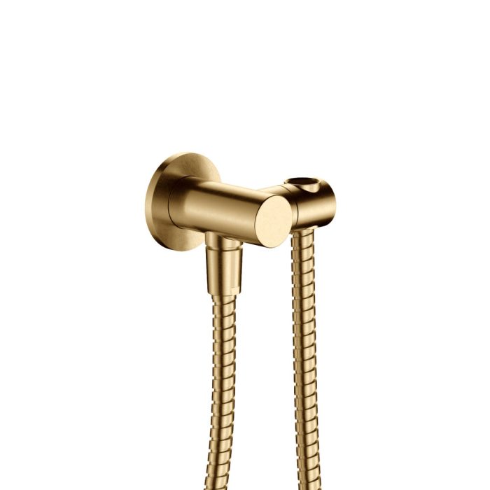 fienza Universal Hand Shower Bracket & Hose Round Plate Urban Brass