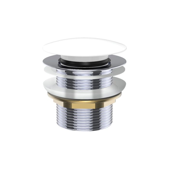 fienza Universal Pull-Out/Pop-Up Brass Cap Bath Waste Non-Overflow Gloss White