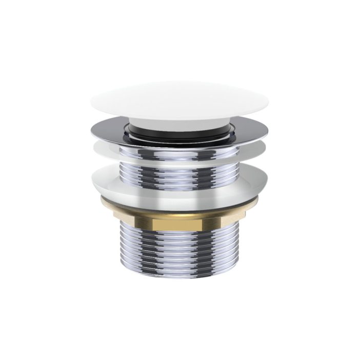fienza Universal Pull-Out/Pop-Up Brass Cap Bath Waste Non-Overflow Matte White