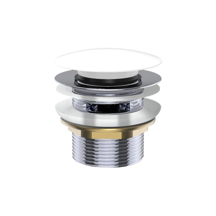 fienza Universal Pull-Out/Pop-Up Brass Cap Bath Waste with Overflow Gloss White