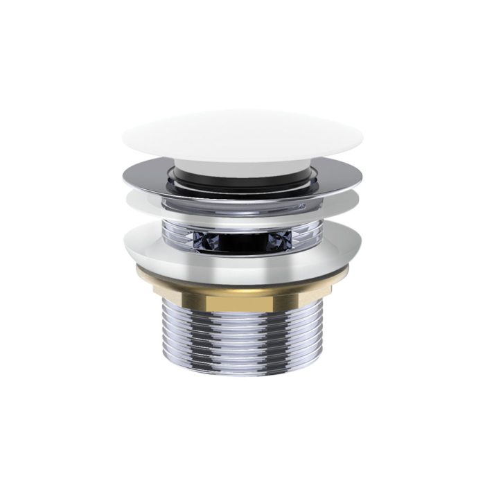 fienza Universal Pull-Out/Pop-Up Brass Cap Bath Waste with Overflow Matte White