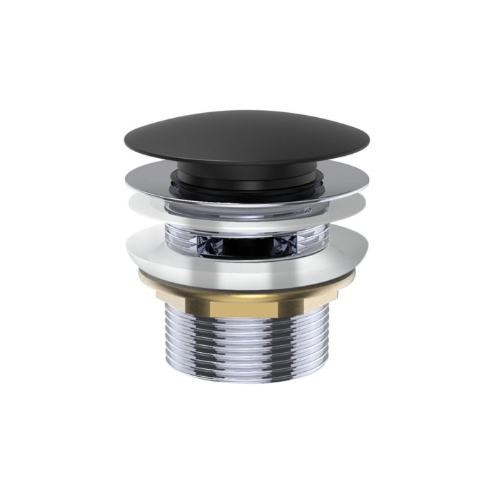fienza Universal Pull-Out/Pop-Up Brass Cap Bath Waste with Overflow Matte Black