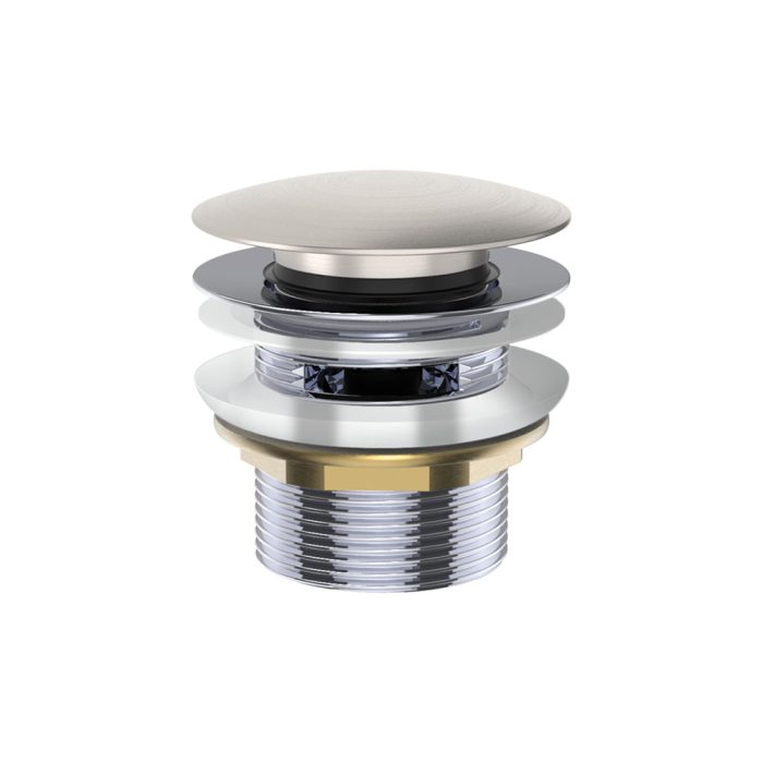 fienza Universal Pull-Out/Pop-Up Brass Cap Bath Waste with Overflow Brushed Nickel