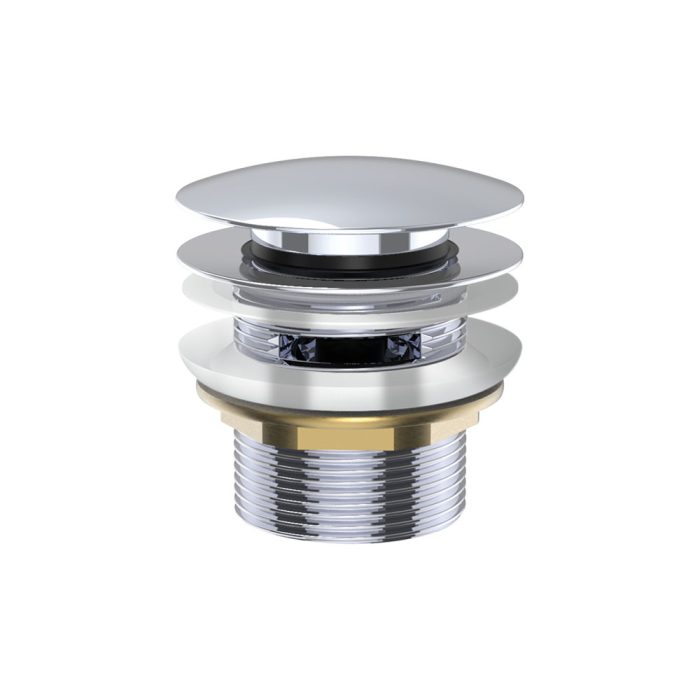 fienza Universal Pull-Out/Pop-Up Brass Cap Bath Waste with Overflow Chrome