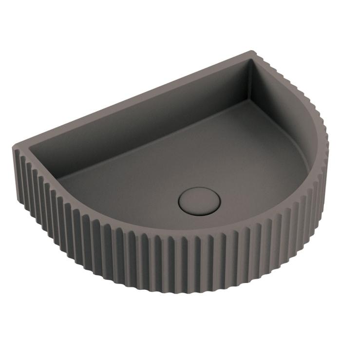 fienza Valentina Fluted Arch Concrete Wall Basin Warm Grey
