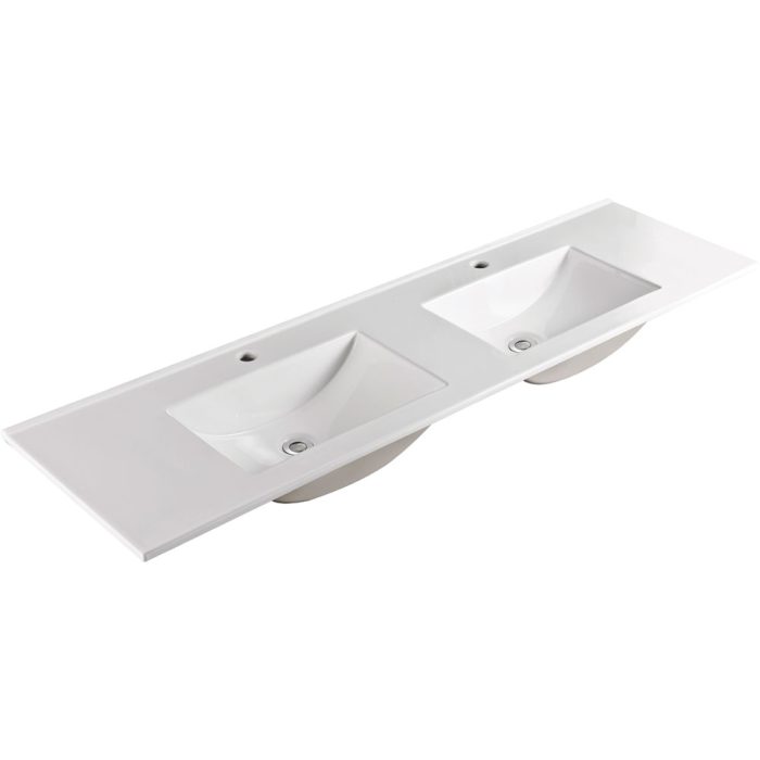 fienza Vanessa Full Depth Double Bowl Poly-Marble Basin Top 1800